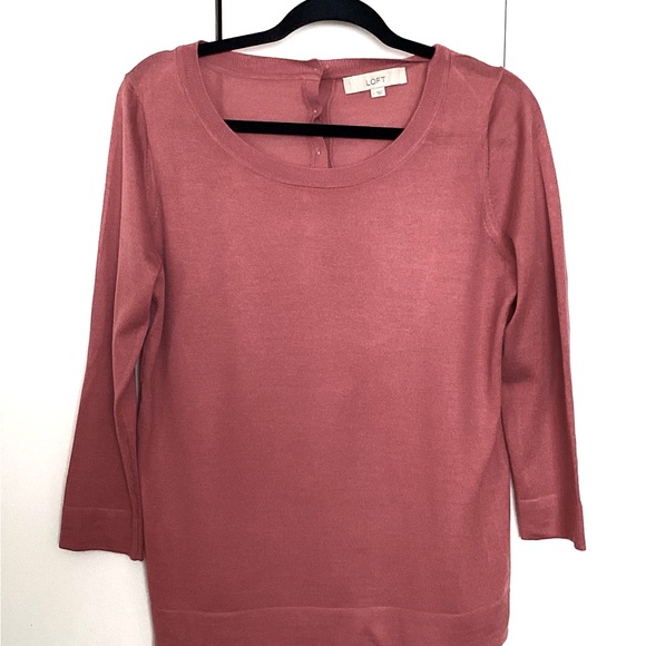 Tea rose dusky pink light weight sweater. Large. Loft - Picture 1 of 2